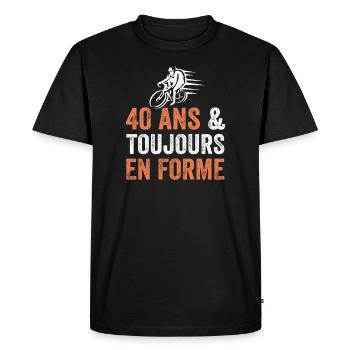 Cadeau anniversaire 40 ans Vélo - T-shirt Premium bio Homme - noir - Devant - Nico (187cm)
