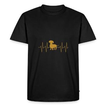 Teckel Teckel avec ligne de cœur mon teckel - T-shirt Premium bio Homme - noir - Devant - Nico (187cm)