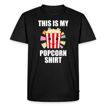 Popcorn Design Funny Saying Eating Popcorn - Men's Premium Organic T-Shirt - black - Front - Nico (187cm)