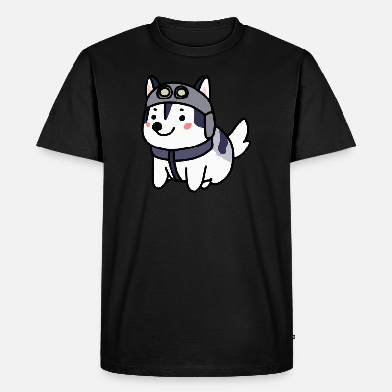 Husky-Pilot Hund Malamute - Männer Premium Bio T-Shirt - Schwarz