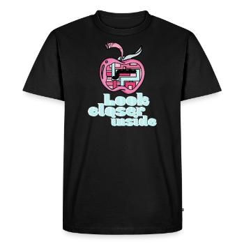 Regardez de plus près à l’intérieur - T-shirt Premium bio Homme - noir - Devant - Nico (187cm)