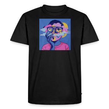 Visage psychédélique - T-shirt Premium bio Homme - noir - Devant - Nico (187cm)