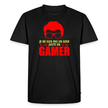 je ne suis pas un geek juste un gamer - Men's Premium Organic T-Shirt - black - Front - Nico (187cm)