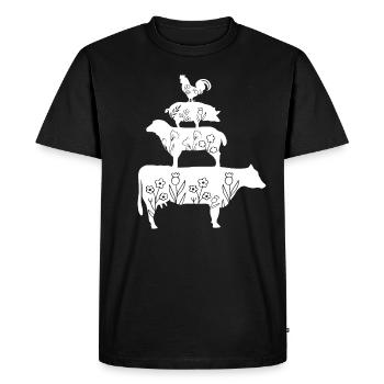 Farm - Animals - Farmer - Floral - Men's Premium Organic T-Shirt - black - Front - Nico (187cm)
