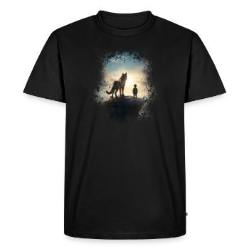 Amitié épique avec un enfant et un chien Husky - T-shirt Premium bio Homme - noir - Devant - Nico (187cm)