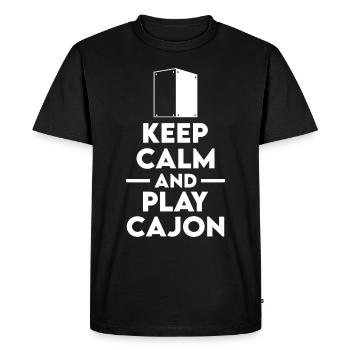Cajon - Restez calme et jouez au Cajon Player - T-shirt Premium bio Homme - noir - Devant - Nico (187cm)