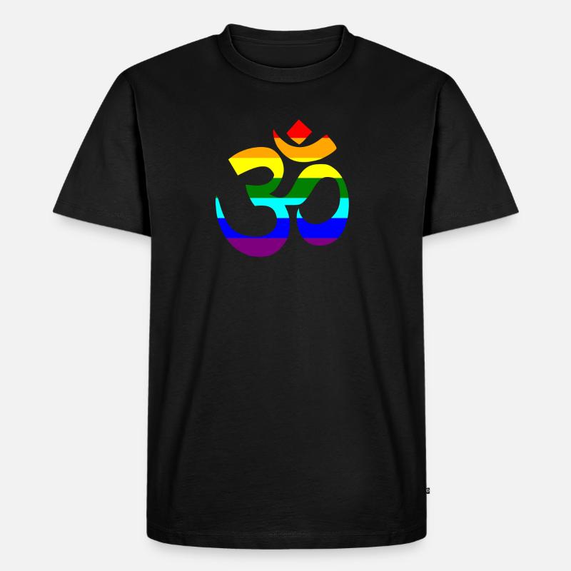 Regenbogen Om Zeichen - Männer Premium Bio T-Shirt - Schwarz