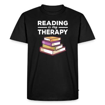 Lecture de livres Thérapie de relaxation Amateur de livres - T-shirt Premium bio Homme - noir - Devant - Nico (187cm)