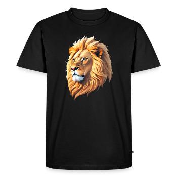 Tête de lion majestueuse - T-shirt Premium bio Homme - noir - Devant - Nico (187cm)