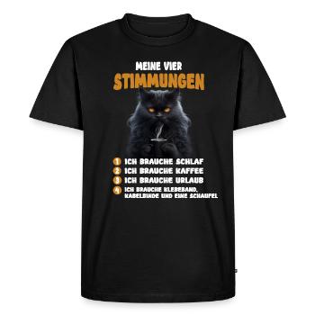 Meine vier Stimmungen - Lustiges Katzen T-Shirt - Männer Premium Bio T-Shirt - Schwarz - Vorne - Nico (187cm)