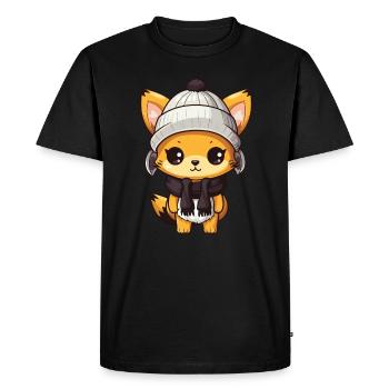Fox Winter Comic - Men's Premium Organic T-Shirt - black - Front - Nico (187cm)
