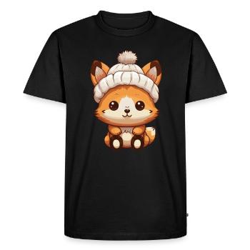 Fox Winter Comic - Men's Premium Organic T-Shirt - black - Front - Nico (187cm)