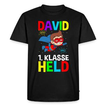 Schoolchild David 1st Grade Hero - Men's Premium Organic T-Shirt - black - Front - Nico (187cm)