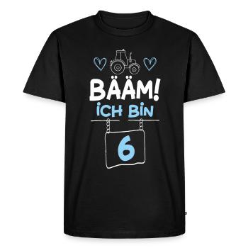 Bääm I’m 6 Tracteur - T-shirt Premium bio Homme - noir - Devant - Nico (187cm)
