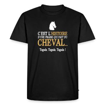 Cheval humour équitation drôle blague punchline - T-shirt Premium bio Homme - noir - Devant - Nico (187cm)