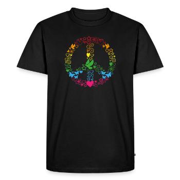 Signe de la paix rétro des années 70 signe de la paix - T-shirt Premium bio Homme - noir - Devant - Nico (187cm)