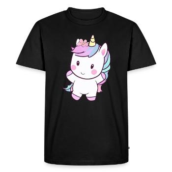 Cute Dancing Unicorn, Cheerful Fantasy Design - Men's Premium Organic T-Shirt - black - Front - Nico (187cm)