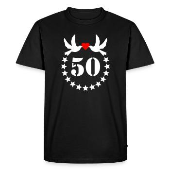 50e Anniversaire de mariage 50 ans cinquante - T-shirt Premium bio Homme - noir - Devant - Nico (187cm)