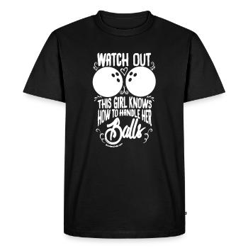 Bowling Girl - Men's Premium Organic T-Shirt - black - Front - Nico (187cm)