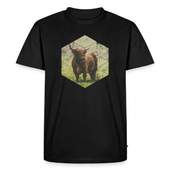 Plateau écossais Cattle Rind Nature Hexagone - T-shirt Premium bio Homme - noir - Devant - Nico (187cm)