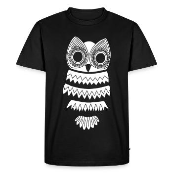 White owl - Men's Premium Organic T-Shirt - black - Front - Nico (187cm)