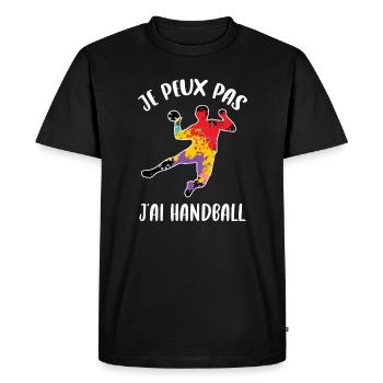 Je peux pas j'ai Handball - T-shirt Premium bio Homme - noir - Devant - Nico (187cm)