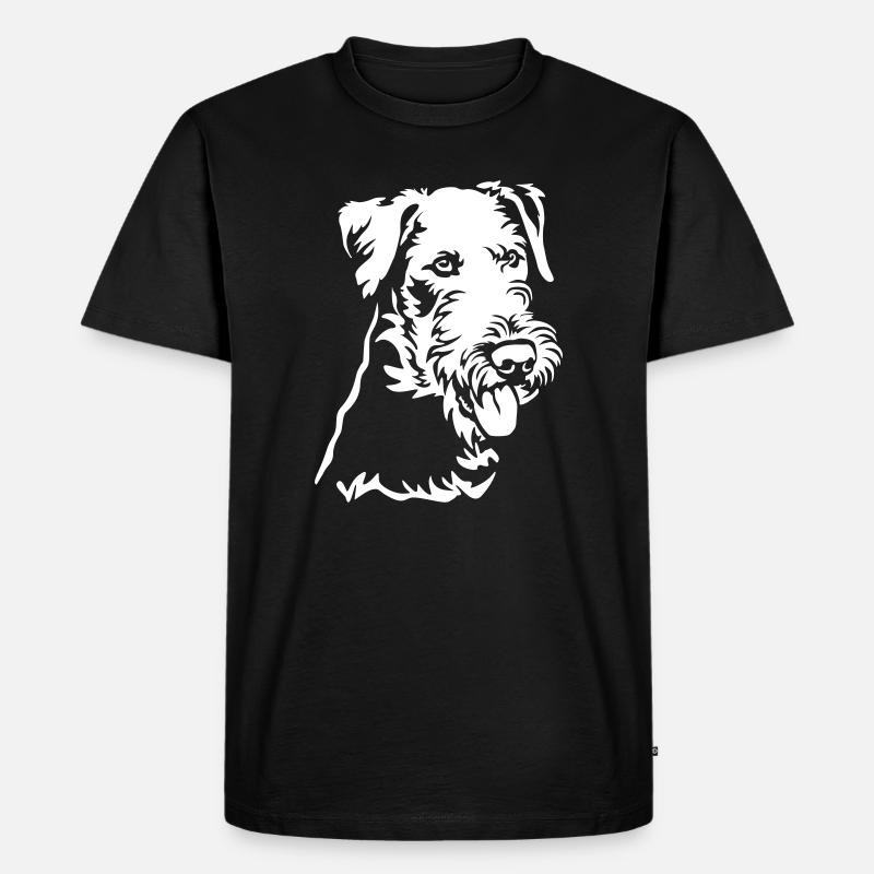 Airedale Terrier Kopf "Black Edition" - Männer Premium Bio T-Shirt - Schwarz