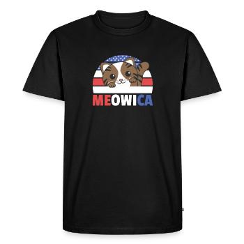 Cat for the fourth of July USA flag Meowica - Men's Premium Organic T-Shirt - black - Front - Nico (187cm)