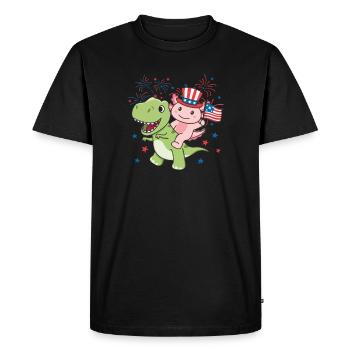 Axolotl with T-Rex for the fourth of July fireworks - Men's Premium Organic T-Shirt - black - Front - Nico (187cm)