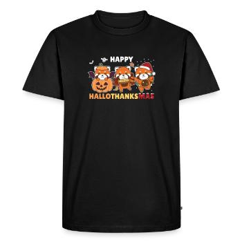 Joyeux Hallothanksmas Pandas De Noël Panda Rouge - T-shirt Premium bio Homme - noir - Devant - Nico (187cm)