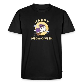 Chat Joyeux Halloween Joyeux Miaou-o-ween - T-shirt Premium bio Homme - noir - Devant - Nico (187cm)