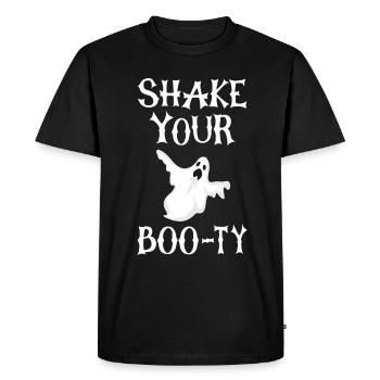 Halloween Party Ghost Ghost Shake yor boo-ty - Men's Premium Organic T-Shirt - black - Front - Nico (187cm)