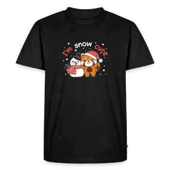 Panda rouge Je suis un jeu de mots bonhomme de neige mignon - T-shirt Premium bio Homme - noir - Devant - Nico (187cm)