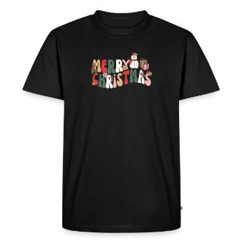 Joyeux Noël groovy bonhomme de neige rétro - T-shirt Premium bio Homme - noir - Devant - Nico (187cm)