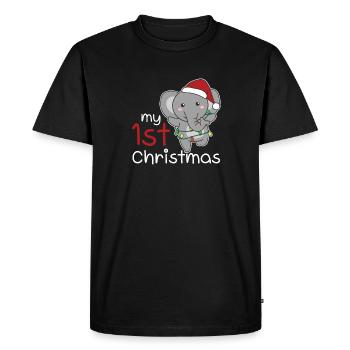 Éléphant de Noël Eléphant mon 1er Noël - T-shirt Premium bio Homme - noir - Devant - Nico (187cm)