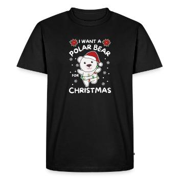 Je veux un ours polaire pour Noël mignons ours polaires - T-shirt Premium bio Homme - noir - Devant - Nico (187cm)