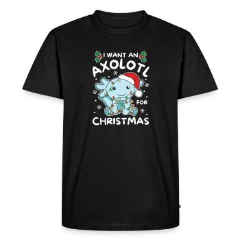 Je veux un axolotl pour Noël axolotl sucré - T-shirt Premium bio Homme - noir - Devant - Nico (187cm)