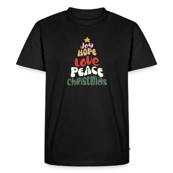 Joyeux Noël groovy rétro Love Peace Christmas - T-shirt Premium bio Homme - noir - Devant - Nico (187cm)