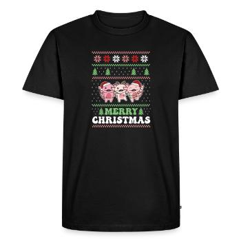 Joyeux Noël rétro moche Noël Axolotl - T-shirt Premium bio Homme - noir - Devant - Nico (187cm)