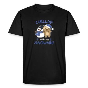 Otter Chillin with my snowmie schneemann - Men's Premium Organic T-Shirt - black - Front - Nico (187cm)
