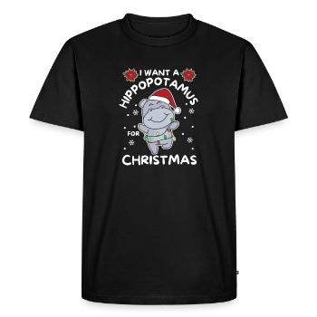 I want a hippo for Christmas cute hippos - Men's Premium Organic T-Shirt - black - Front - Nico (187cm)