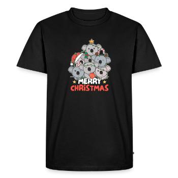 Koala Christmas Tree Merry Christmas - Men's Premium Organic T-Shirt - black - Front - Nico (187cm)
