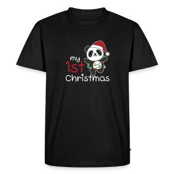 Panda Weihnachten Pandas mon 1er Noël - T-shirt Premium bio Homme - noir - Devant - Nico (187cm)