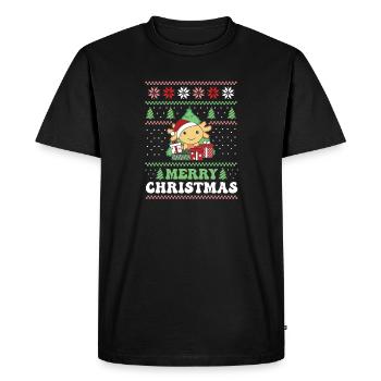 Joyeux Noël rétro moche Noël Axolotl - T-shirt Premium bio Homme - noir - Devant - Nico (187cm)