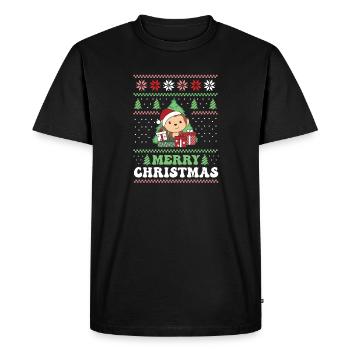 Joyeux Noël rétro moche singes de Noël - T-shirt Premium bio Homme - noir - Devant - Nico (187cm)