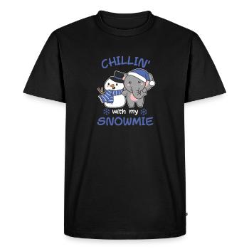 Elephant Chillin with my snowmie snowman - Men's Premium Organic T-Shirt - black - Front - Nico (187cm)