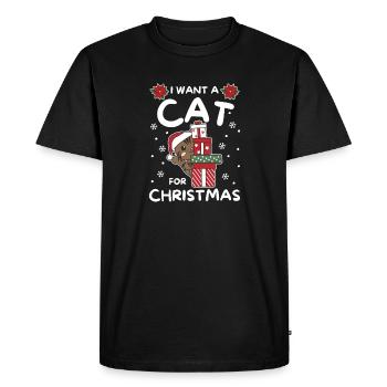 I want a cat for Christmas cute cats - Men's Premium Organic T-Shirt - black - Front - Nico (187cm)