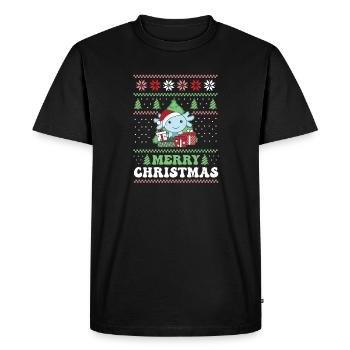 Joyeux Noël rétro moche Noël Axolotl - T-shirt Premium bio Homme - noir - Devant - Nico (187cm)