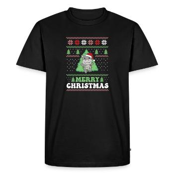 Merry Christmas retro ugly christmas Hippo - Men's Premium Organic T-Shirt - black - Front - Nico (187cm)
