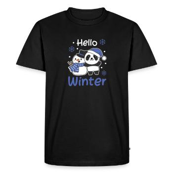 Panda Hello Bonhomme de neige d’hiver - T-shirt Premium bio Homme - noir - Devant - Nico (187cm)